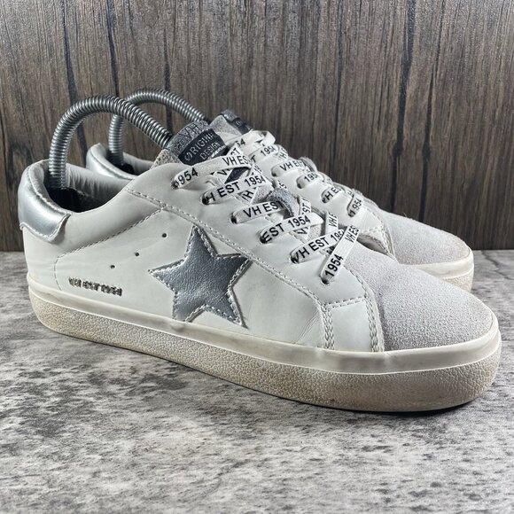 Vintage Havana Shoes - VINTAGE HAVANA Carla White Sneaker Silver Foil with Glitter Star Sz 7.5